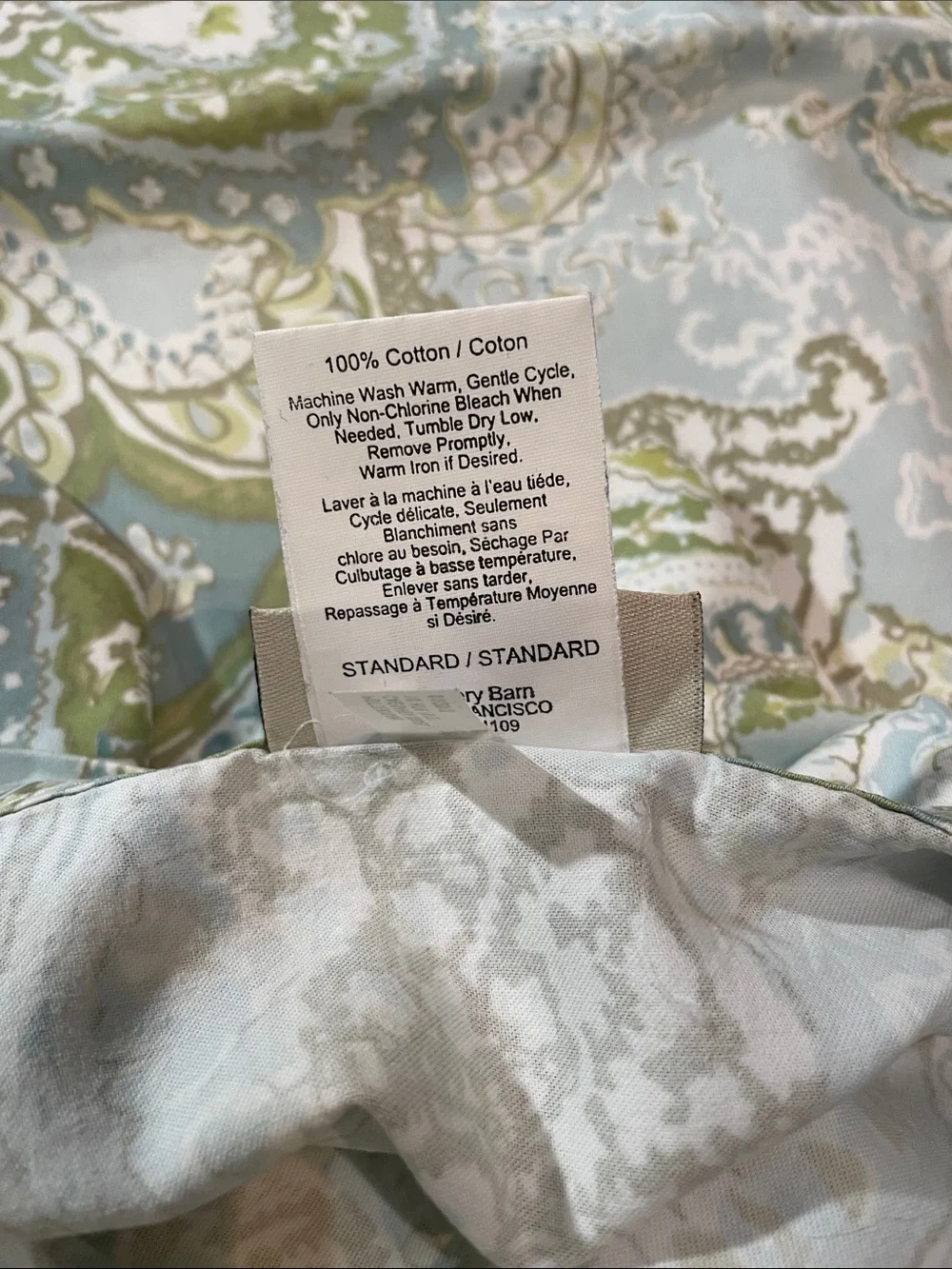 Pottery Barn 100% Cotton Blue and Green Paisley Decorative Pillow Shams